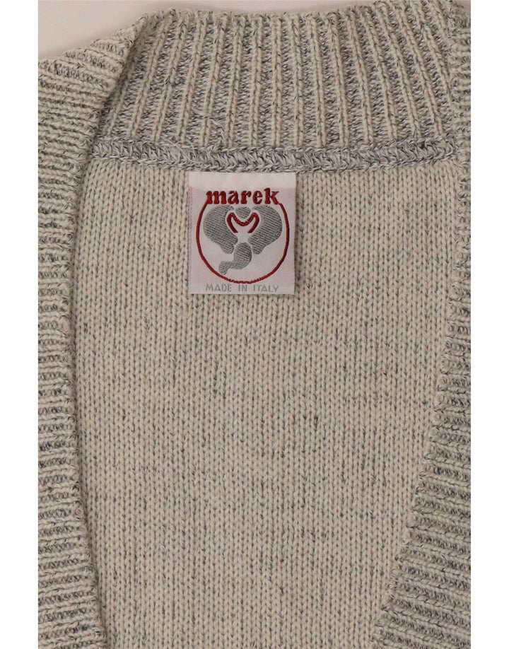 Marek Mens V-Neck Jumper Sweater Medium Grey Striped