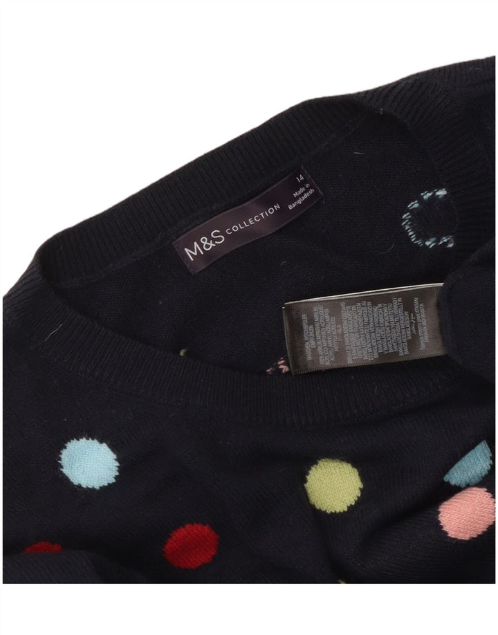 MARKS & SPENCER Dame sweater med rund hals DK 14 Medium Navy Blue