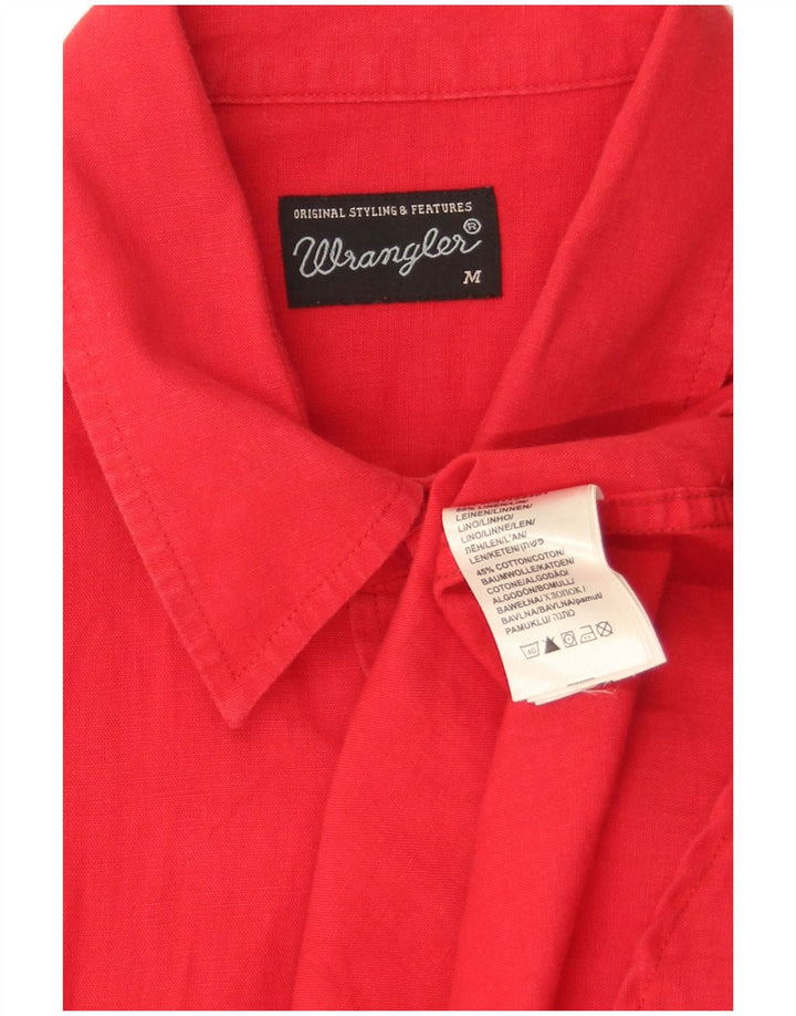 Wrangler Mens Short Sleeve Shirt Medium Red Linen