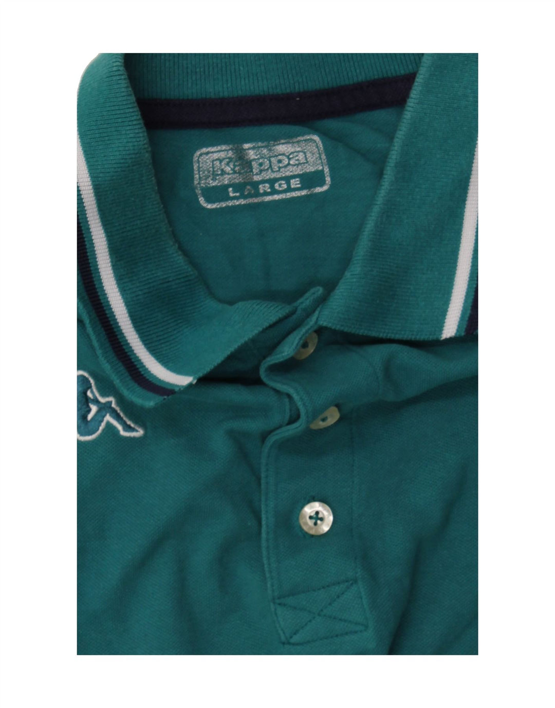KAPPA Mens Long Sleeve Polo Shirt Large Turquoise Vintage Kappa and Second-Hand Kappa from Messina Hembry 