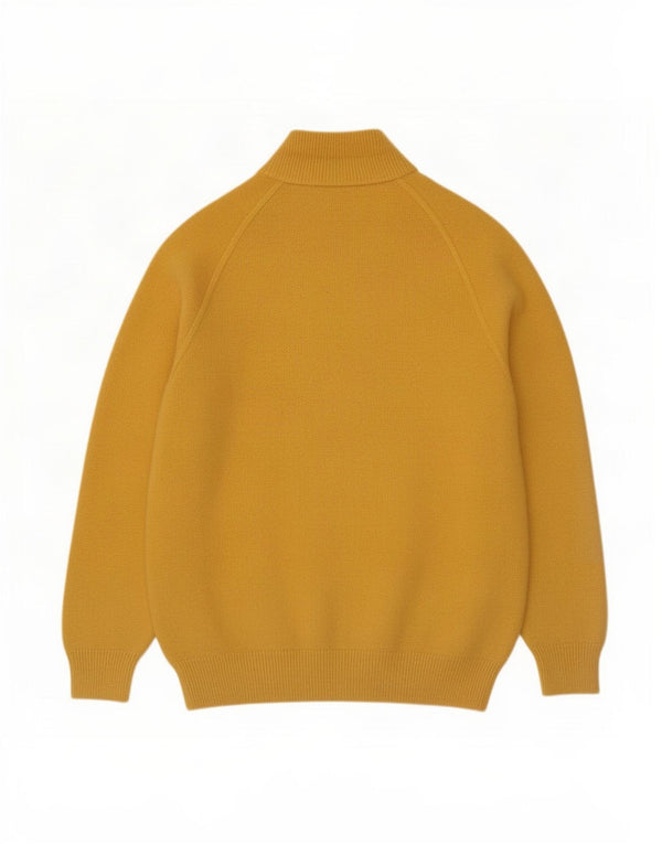 Vintage Womens Button Neck Jumper Sweater UK 16 Large Yellow Angora