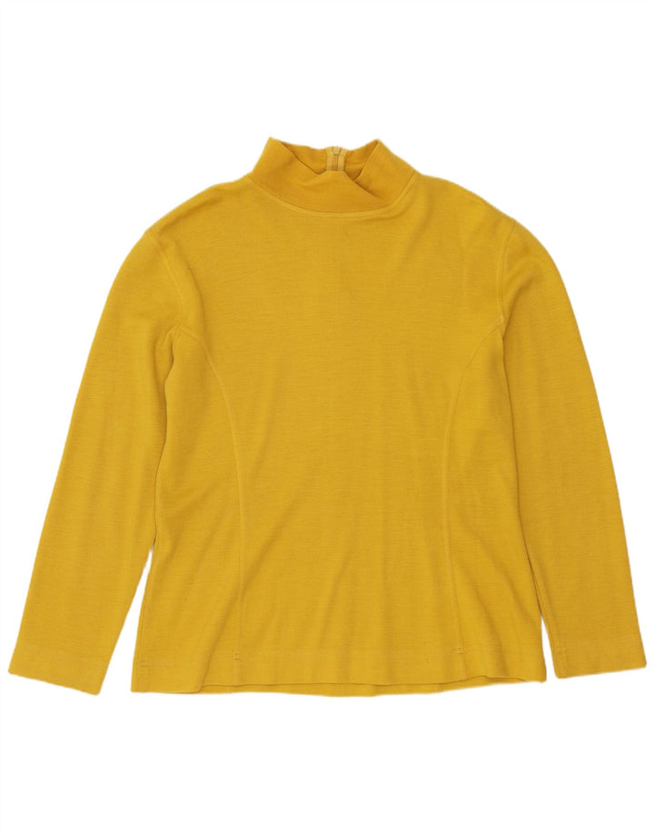 VINTAGE Womens Zip Neck Top Long Sleeve IT 46 Large Yellow