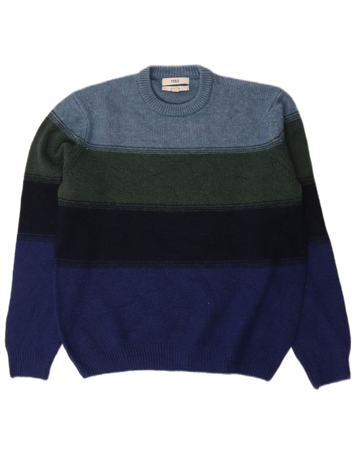 Marks & Spencer Mens Crew Neck Jumper Sweater Large Multicoloured Striped