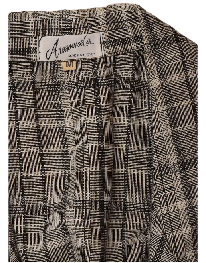 Vintage Womens Longline 1 Button Blazer Jacket UK 14 Medium Grey Check