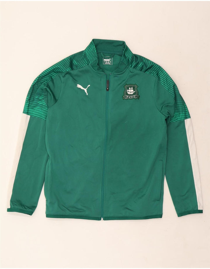 Puma Mens Tracksuit Top Jacket Large Green Colourblock Polyester
