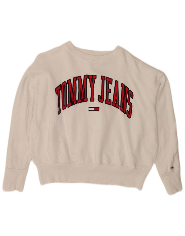 Tommy Hilfiger Womens Graphic Loose Fit Sweatshirt Jumper UK 10 Small White