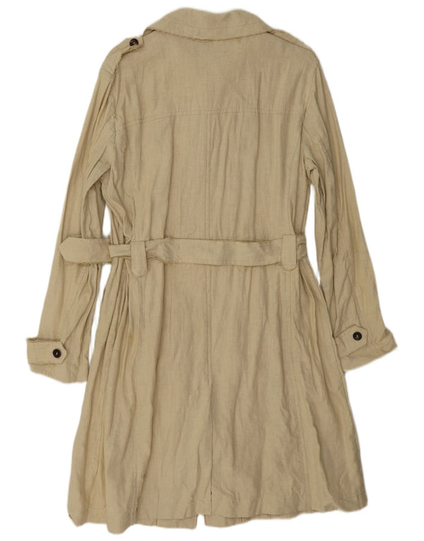 Vintage Trench Coat til kvinder IT 46 Large Beige Lyocell
