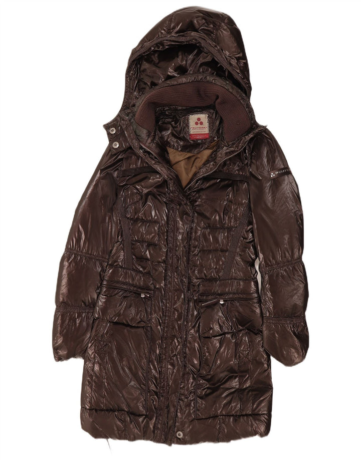 PEUTEREY Womens Hooded Padded Coat IT 40 Small Brown