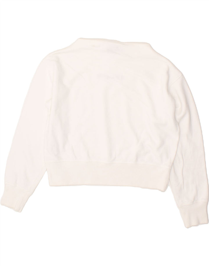 CHAMPION Womens Crop Sweatshirt Jumper UK 14 Medium White Cotton Vintage Champion and Second-Hand Champion from Messina Hembry 