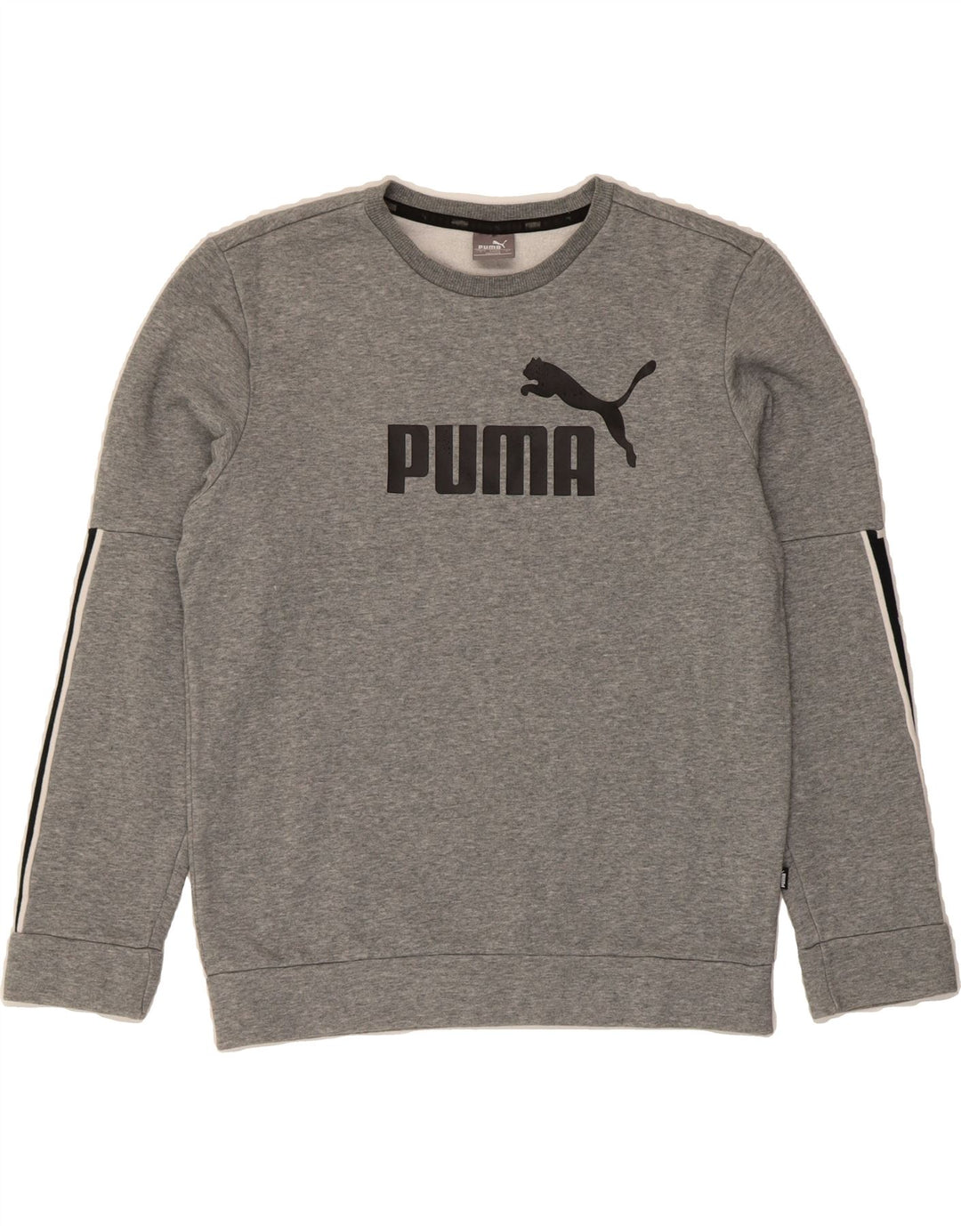 PUMA Mens Graphic Sweatshirt Jumper Small Grey Colourblock Cotton Vintage Puma and Second-Hand Puma from Messina Hembry 