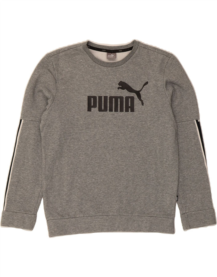 PUMA Mens Graphic Sweatshirt Jumper Small Grey Colourblock Cotton Vintage Puma and Second-Hand Puma from Messina Hembry 