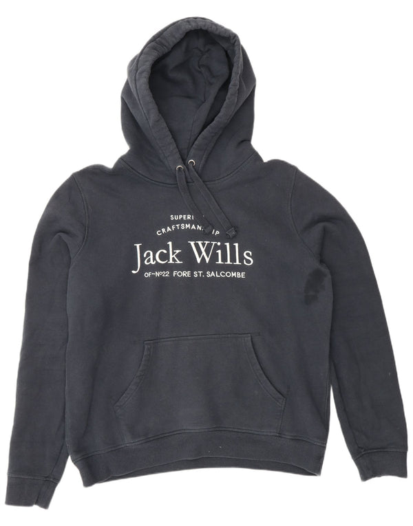 Maglione con cappuccio ampio con grafica da donna Jack Wills UK 14 grande blu navy