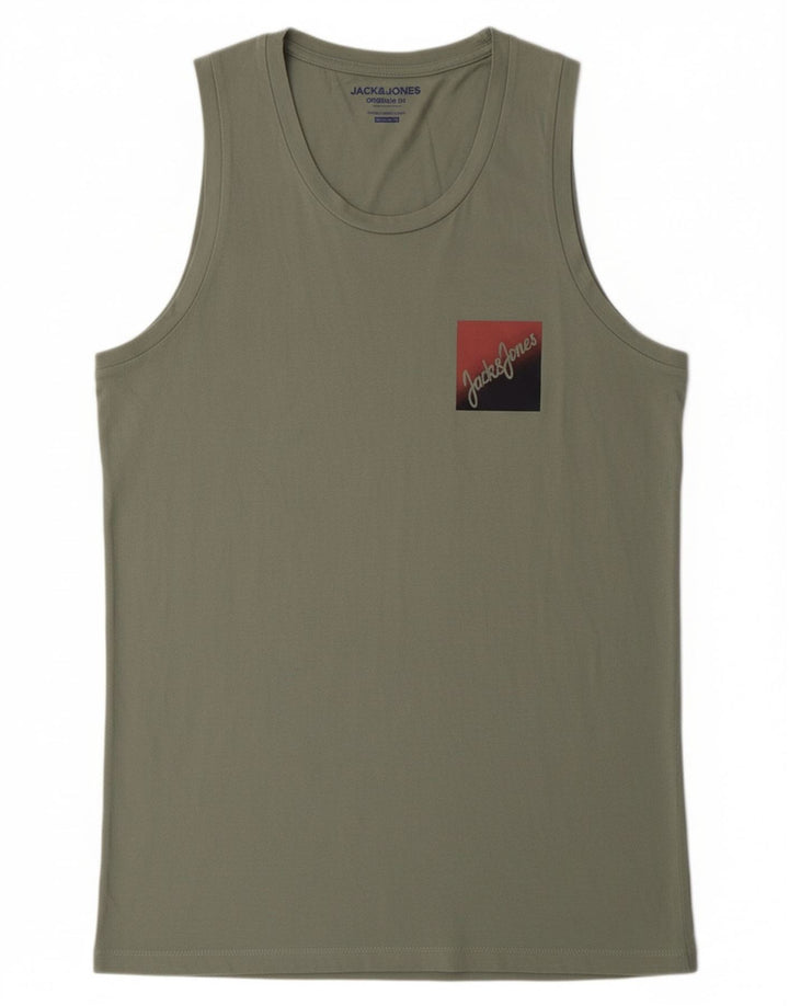JACK & JONES Mens Regular Fit Graphic Vest Top Small Green