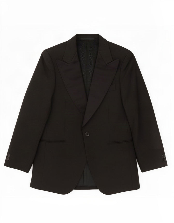 Junge Mode Mens 1 botão Blazer Jacket IT 50 grande poliéster preto