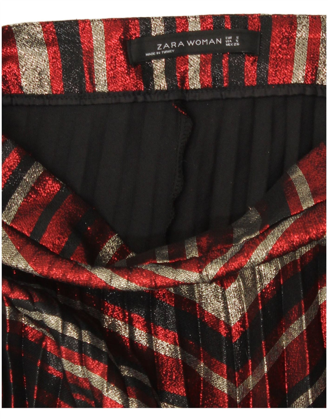 Zara Womens Knife Pleated Skirt Small W26 Multicoloured Striped Polyester