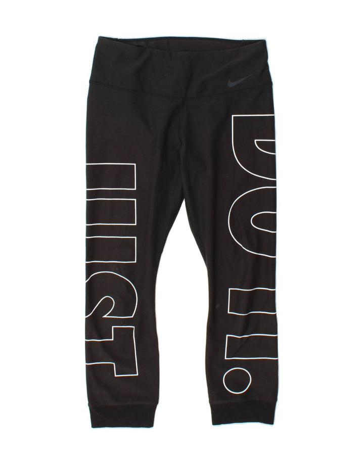 NIKE Womens Dri Fit Graphic Leggings UK 8 Small Black Polyester Vintage Nike and Second-Hand Nike from Messina Hembry 