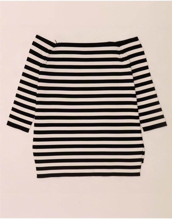 Zara Top con hombros descubiertos y manga 3/4 para mujer UK 40 Small Viscosa a rayas negras