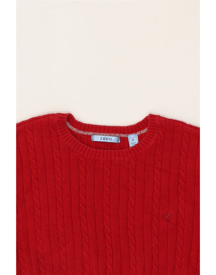 IZOD Womens Crew Neck Jumper Sweater UK 12 Medium Red Cotton Vintage Izod and Second-Hand Izod from Messina Hembry 