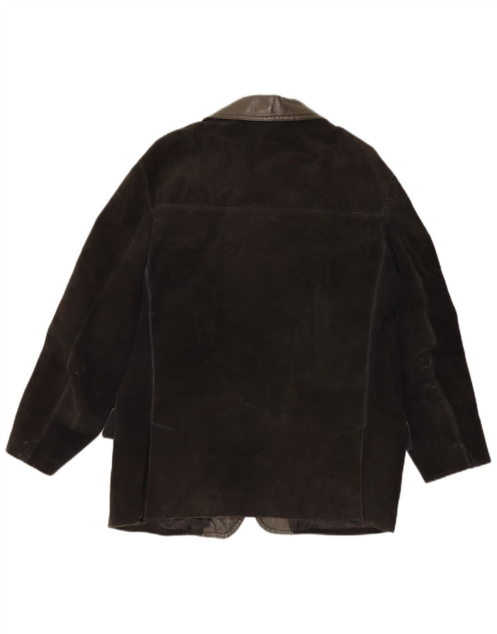 vintage Homme 3 Boutons Blazer En Daim Veste UK 38 Moyen Noir