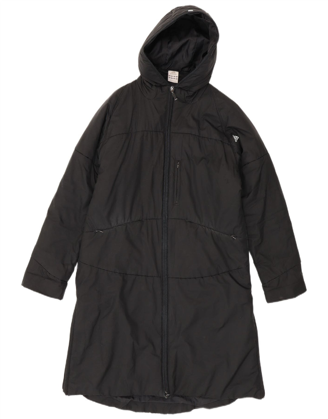 Adidas Womens Hooded Padded Coat UK 14 Medium Black Polyester