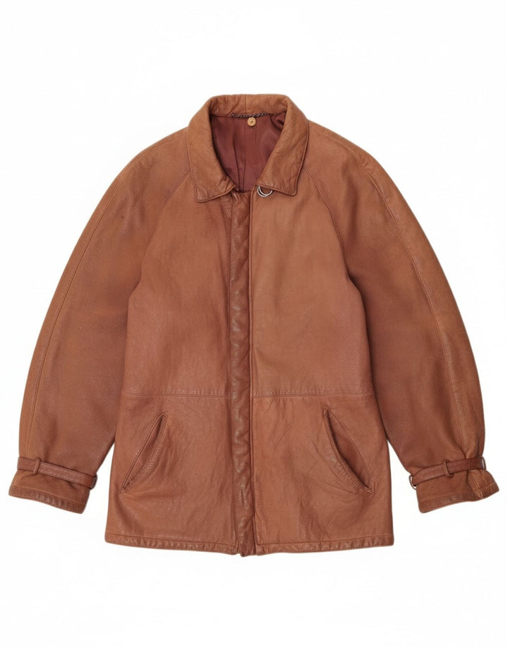 veste en cuir femme vintage IT 52 2XL Marron