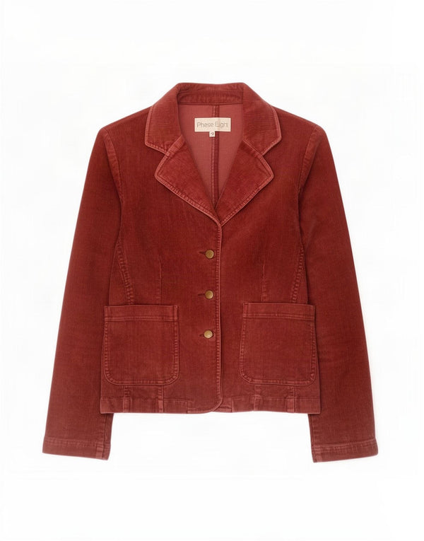 Phase Eight Dame 3-knaps Corduroy Blazer Jacket UK 12 Medium Burgundy