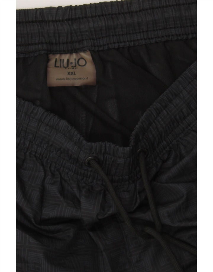 LIU JO Mens Sport Shorts 2XL Navy Blue Geometric Polyester Vintage Liu Jo and Second-Hand Liu Jo from Messina Hembry 
