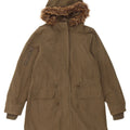Oasis Damen-Parkajacke mit Kapuze, UK 10, Größe S, Khaki, Polyester