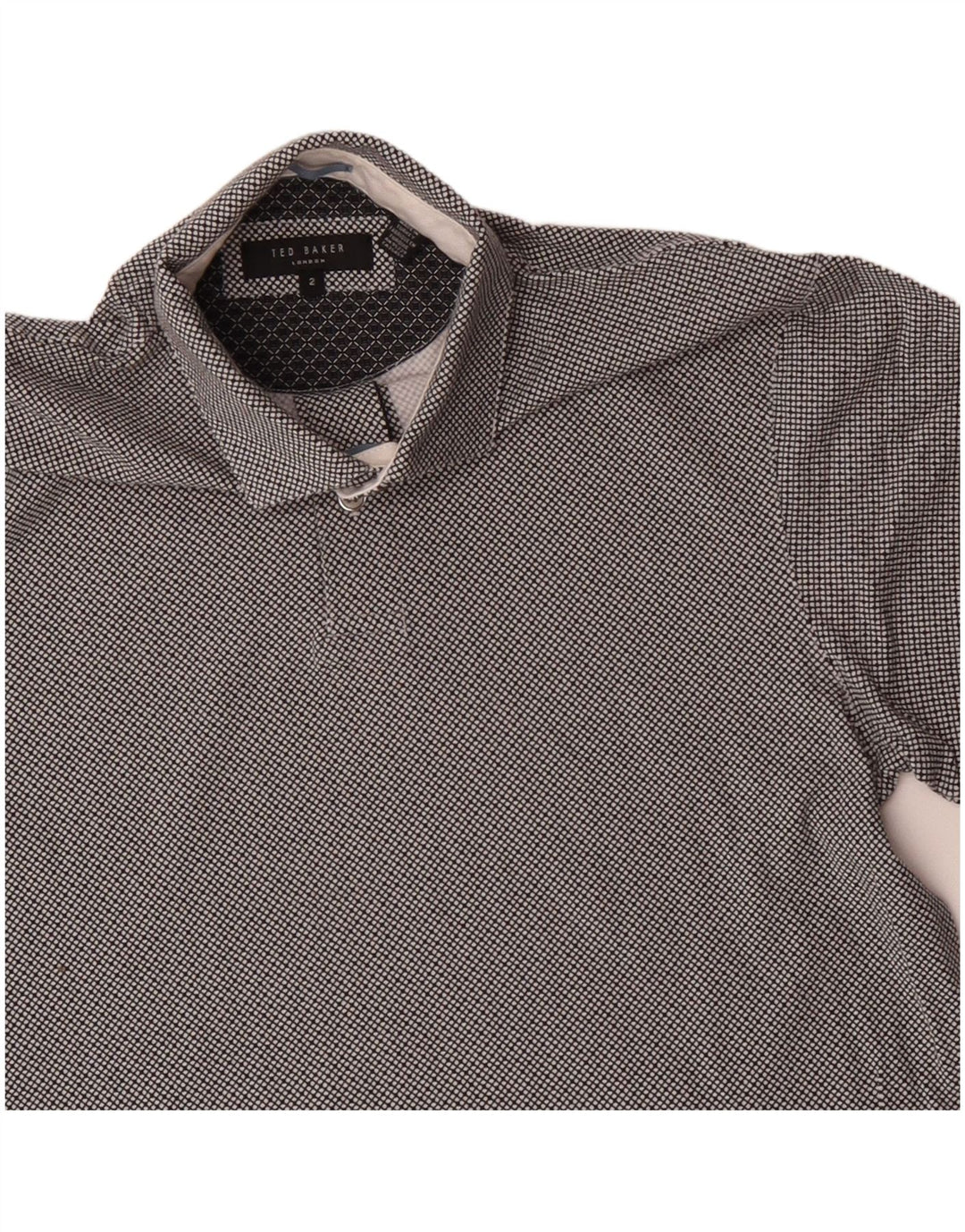 Ted Baker Mens Polo Shirt Size 2 Small Grey Check Cotton