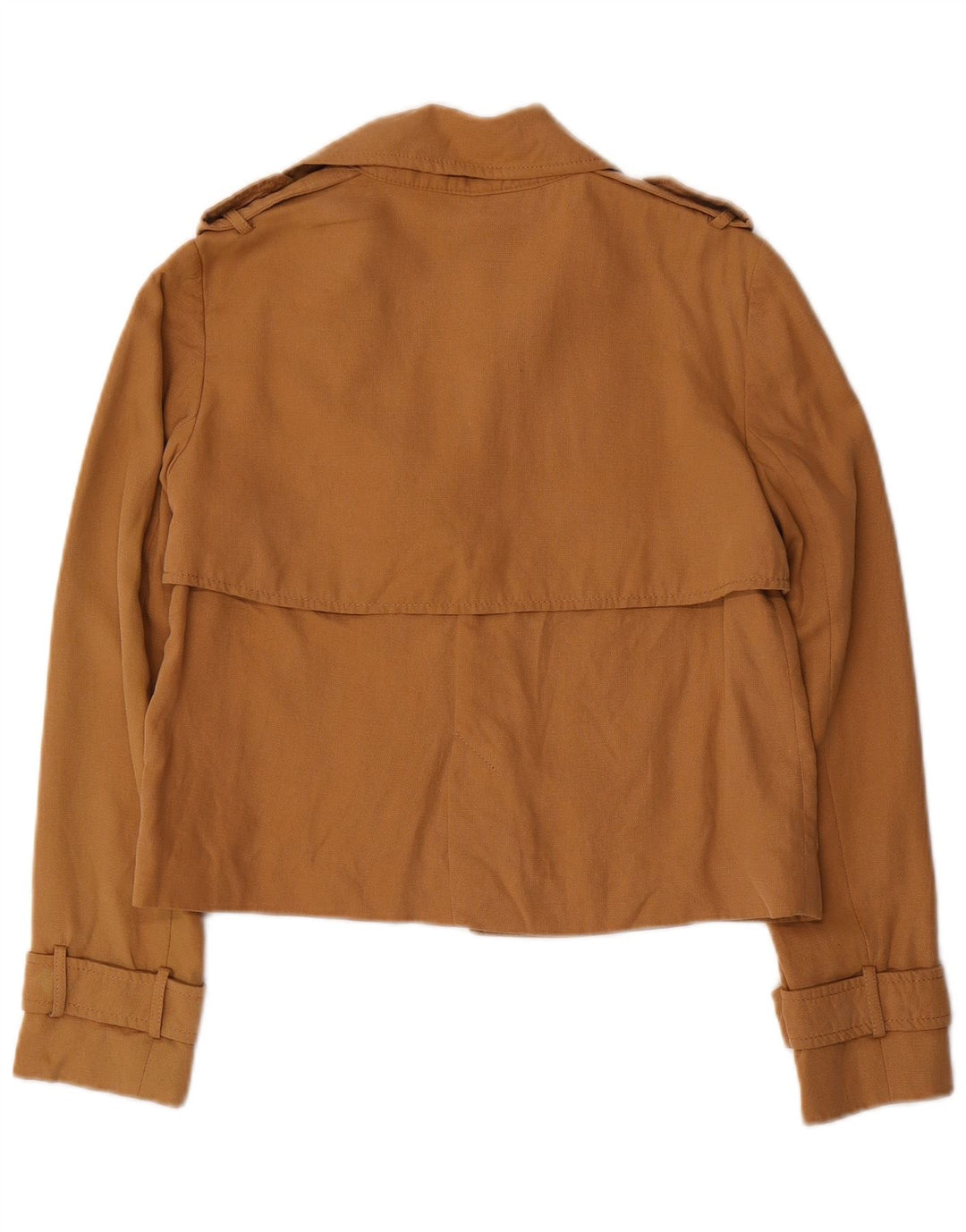 Zara Womens Oversized Crop Open Blazer Jacket UK 6 XS Brun Lyocell