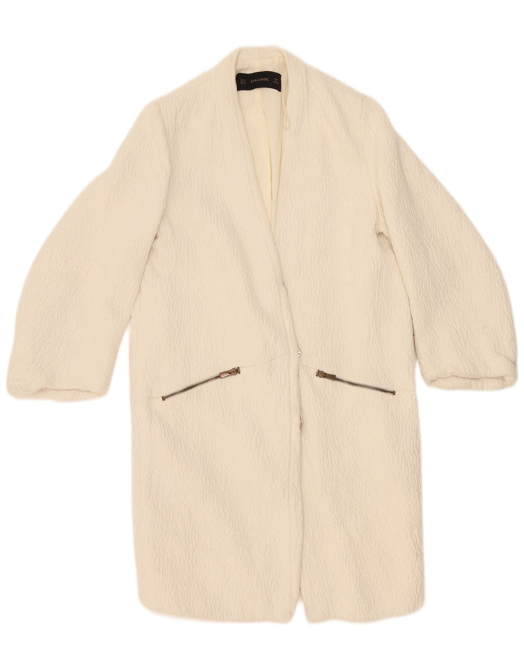 Zara Womens Overcoat UK 14 Medium Off White Polyester