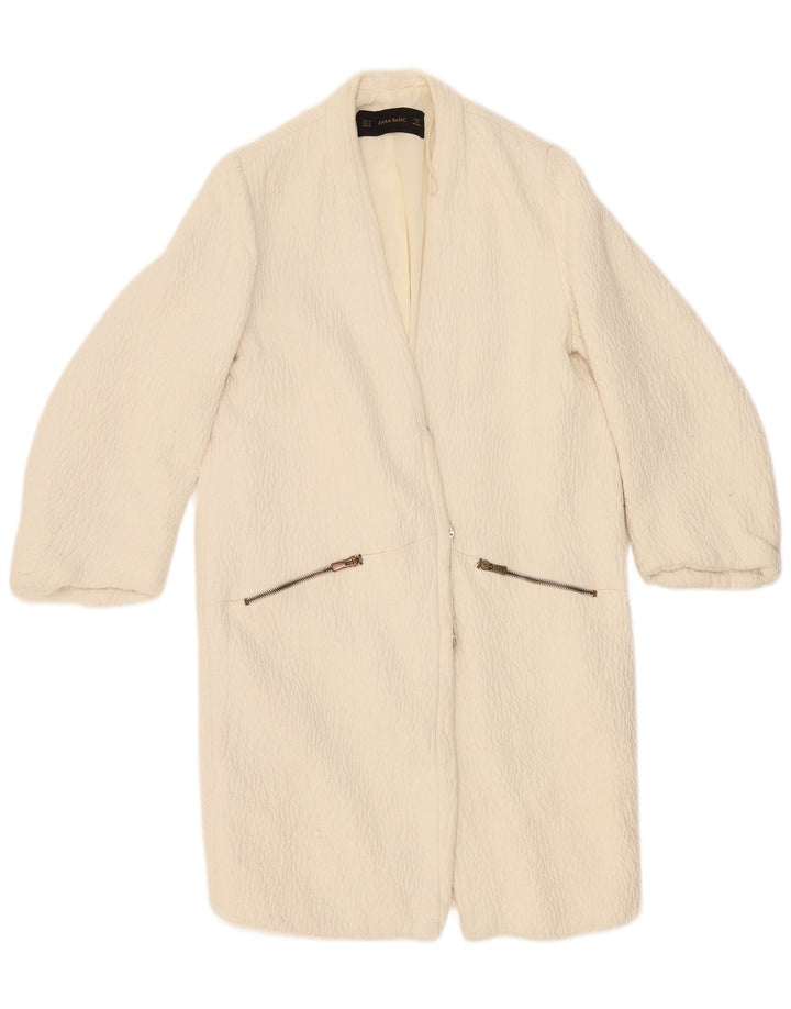 Zara Womens Overcoat UK 14 Medium Off White Polyester