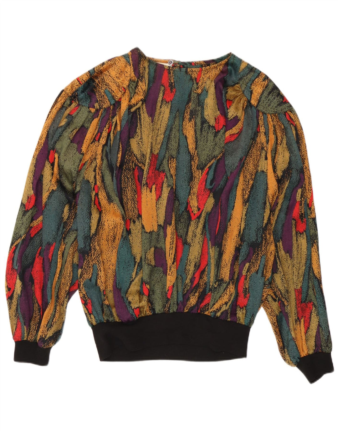 Vintage Womens Abstract Pattern Blouse Top UK 14 Large Multicoloured