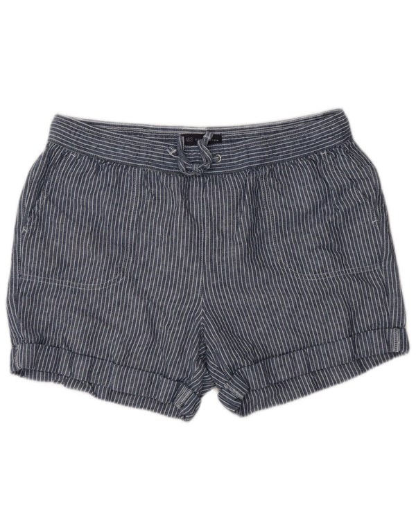 Marks & Spencer Womens Casual Shorts UK 14 Large W32 Navy Blue Pinstripe