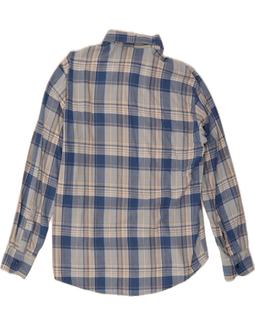 SEA BARRIER Mens Flannel Shirt Medium Navy Blue Check Cotton Vintage Sea Barrier and Second-Hand Sea Barrier from Messina Hembry 
