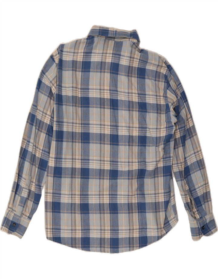 SEA BARRIER Mens Flannel Shirt Medium Navy Blue Check Cotton Vintage Sea Barrier and Second-Hand Sea Barrier from Messina Hembry 