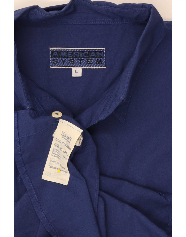 American System Chemise Homme Large Bleu Marine Coton