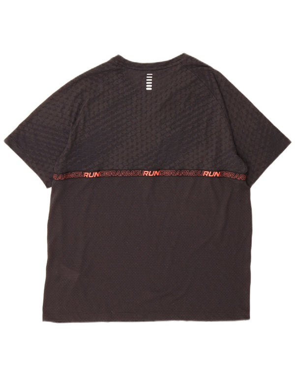 Under Armour Mens Heat Gear grafikus póló felső nagy fekete geometrikus