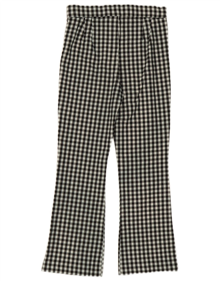 ZARA Womens Bootcut Cropped Trousers Medium W28 L25 Black Check