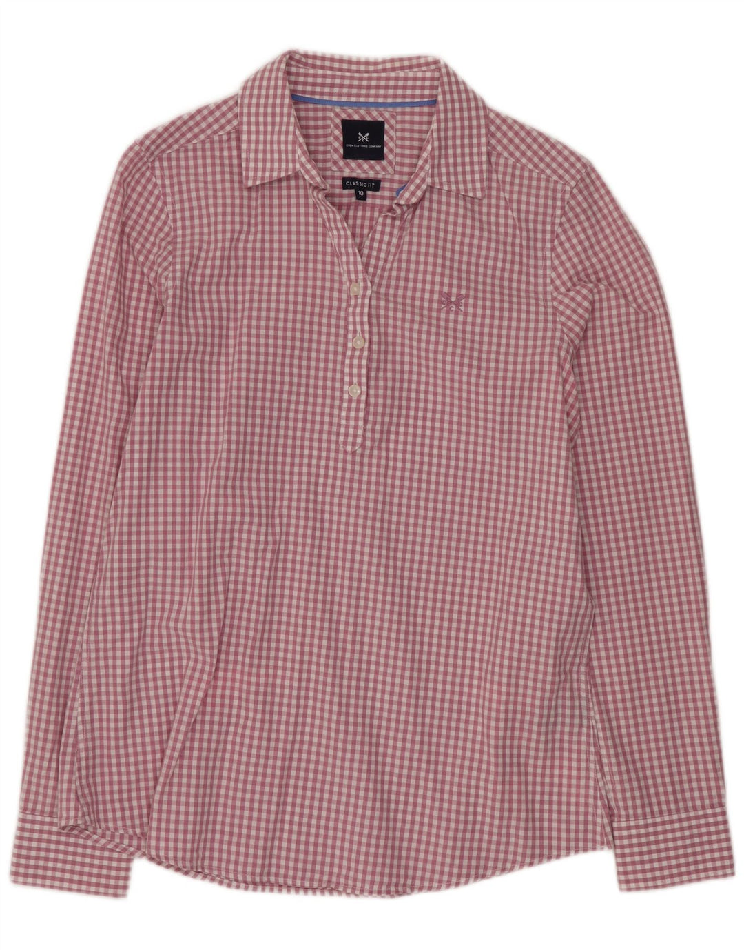 Crew Clothing Dame Classic Fit Pullover Shirt UK 10 Small Purple Gingham