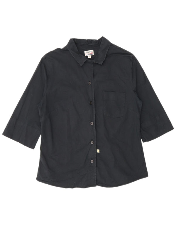 Levi's Damen-Hemd mit 3/4-Ärmeln, UK 14, Größe L, Schwarz, Baumwolle