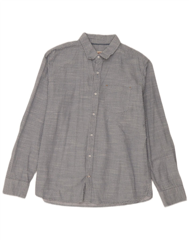 Fat Face Mens Shirt Large Blue Geometric Cotton