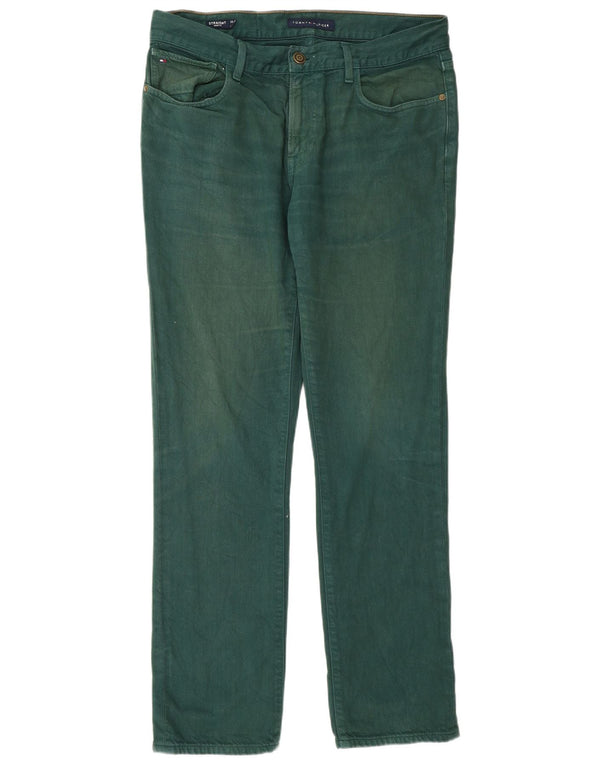 Tommy Hilfiger Mens Droite Straight Jeans W33 L32 Green Cotton