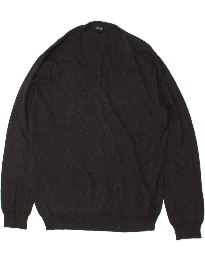 J. CREW Mens V-Neck Jumper Sweater Large Grey Cotton Vintage J. Crew and Second-Hand J. Crew from Messina Hembry 