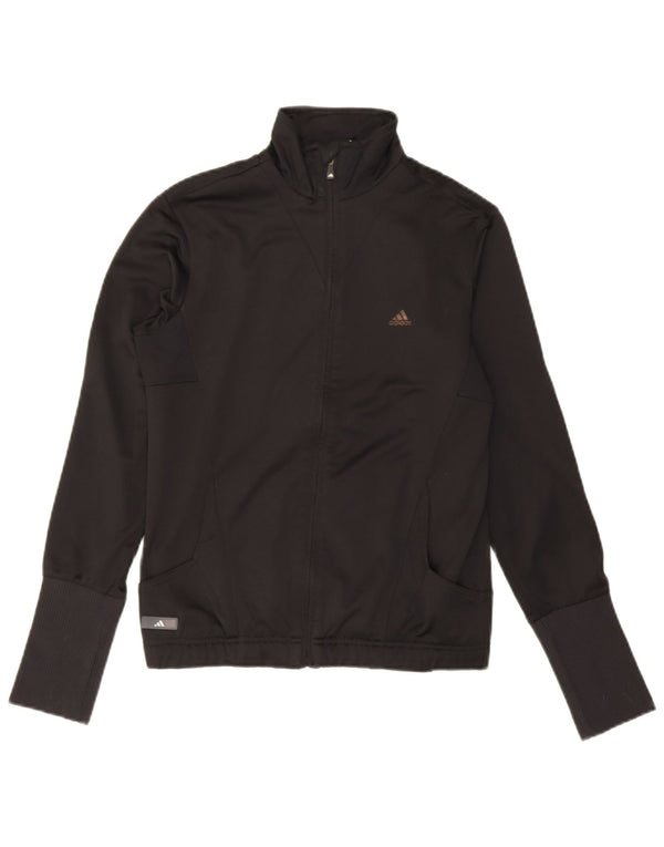 Adidas Womens Tracksuit Top Jacket UK 12 Medium Black Polyester