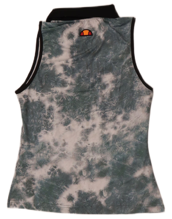 Polo Ellesse da donna senza maniche con collo e zip UK 8 Small Green Tie Dye
