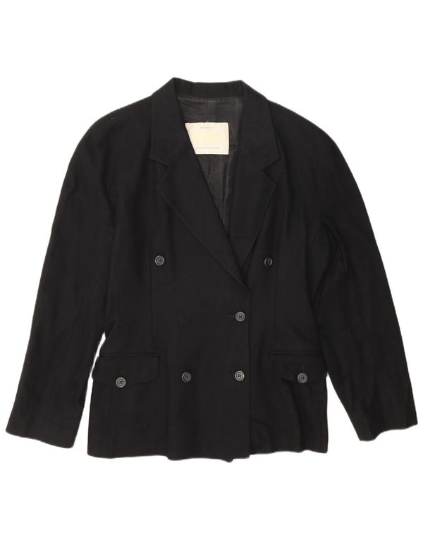 Benetton Womens Double Breasted Blazer Jacket IT 46 Large Black Wool