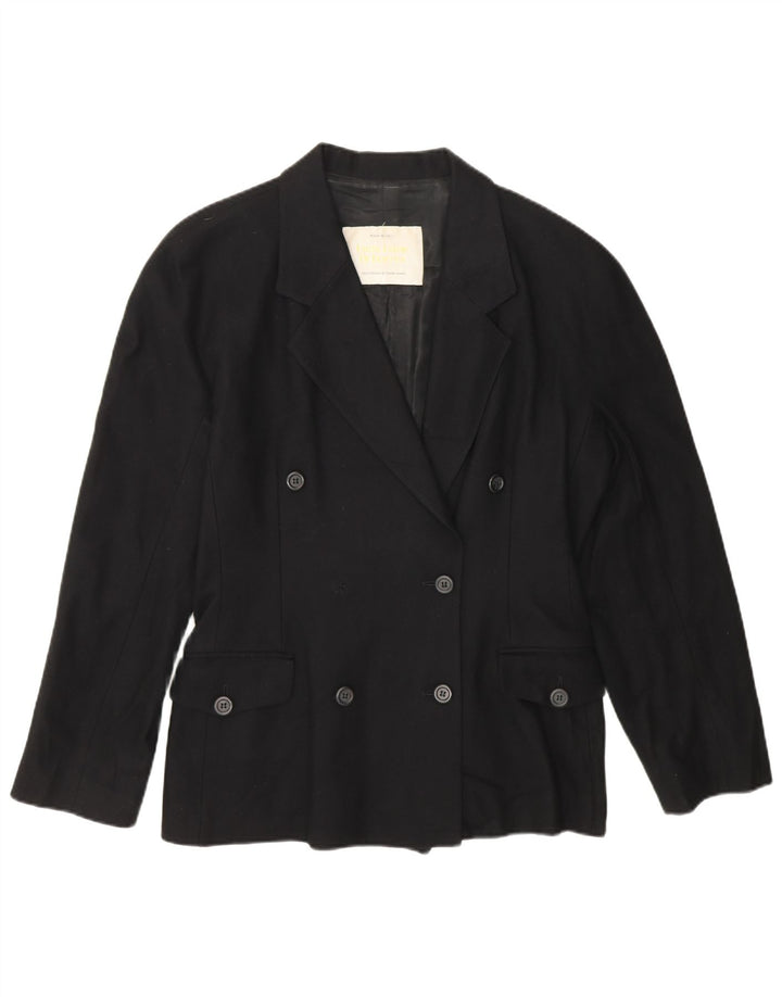 Giacca Blazer Doppiopetto Donna Benetton IT 46 Large Nera Lana