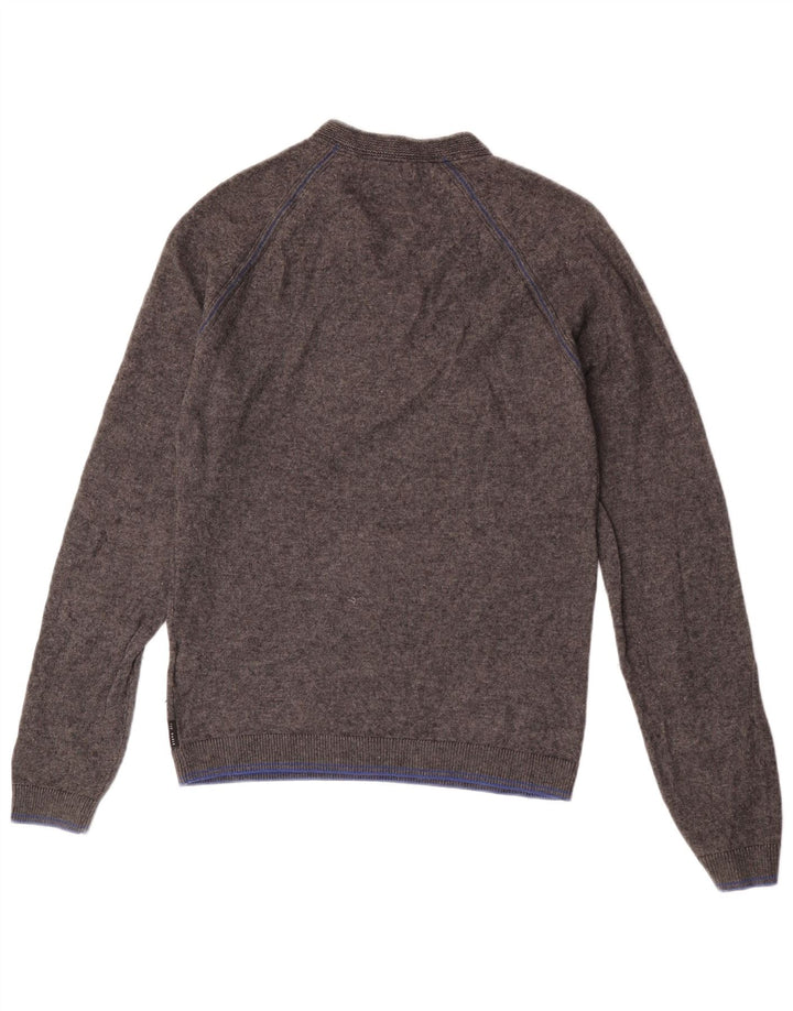 Ted Baker Mens V-Neck Jumper Sweater Size 2 Small Grey Wool