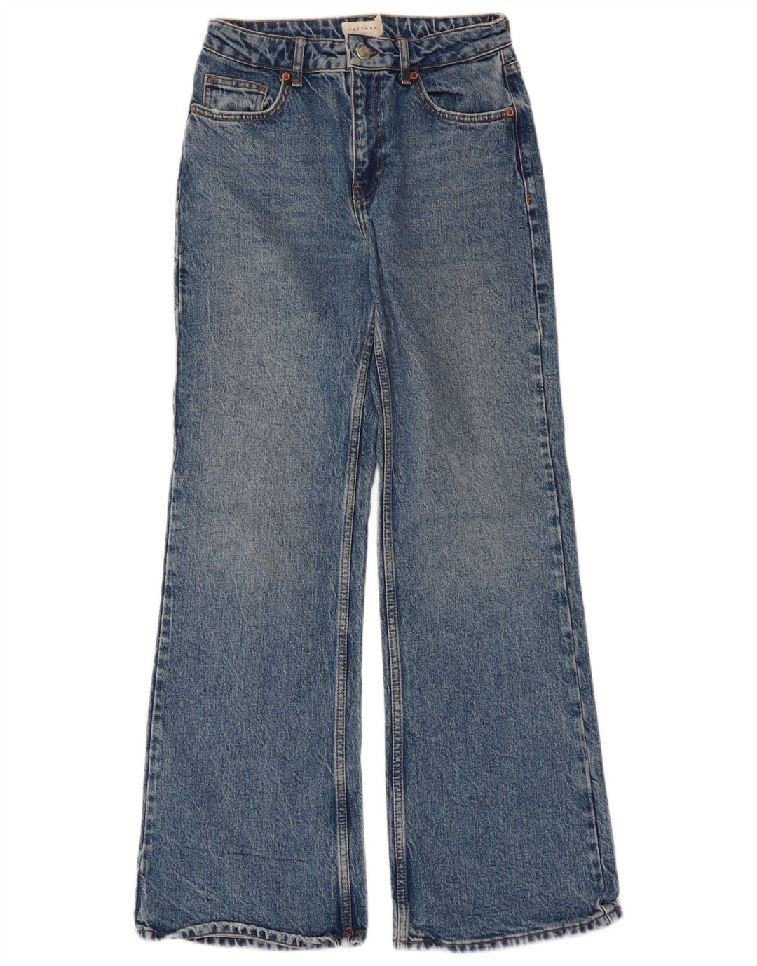 Topshop Womens Relaxed Flared Jeans W26 L30 Blue Cotton